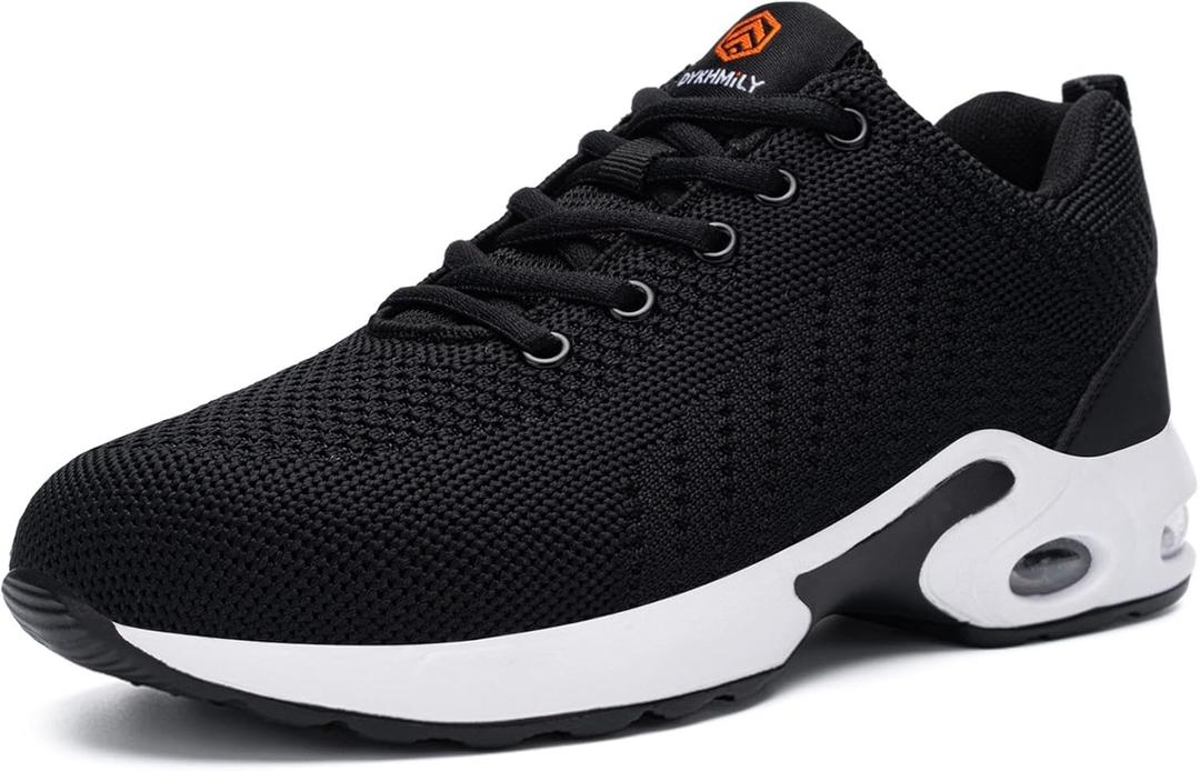 FENLERN Steel Toe Shoes for Women Lightweight Medium and Wide Size Safety Shoes Comfortable Work Shoe Sneakers Indestructible Colchn de Aire Zapatos de Trabajo para Mujer (7.5, Black White)