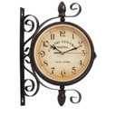 Japard Vintage Wall Clock, Antique Unique Industrial Double Sided Decorative Retro Iron Frame, New York Terminal Wall Mounted Battery Operated Smooth Sweep Brown
