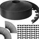 Queekay 148 ft Garden Landscape Edging 4 Inch Tall with 70 Spiral Anchors & 20 Connectors, Lawn Edging Border Straight Top Garden Border Roll Kit for Walkway, Flower Bed, Lawn, Yard Decor