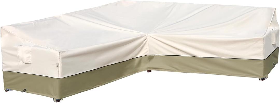 Outdoor Sectional Couch Cover - Waterproof, Rip-Stop, Anti-UV 600D Heavy Duty with 3 Air Vent (V-Shaped-105''X105''), Light Green Outdoor Sectional Couch Cover - Waterproof, Rip-Stop, Anti-UV 600D Heavy Duty with 3 Air Vent (V-Shaped-105''X105''), Light Green