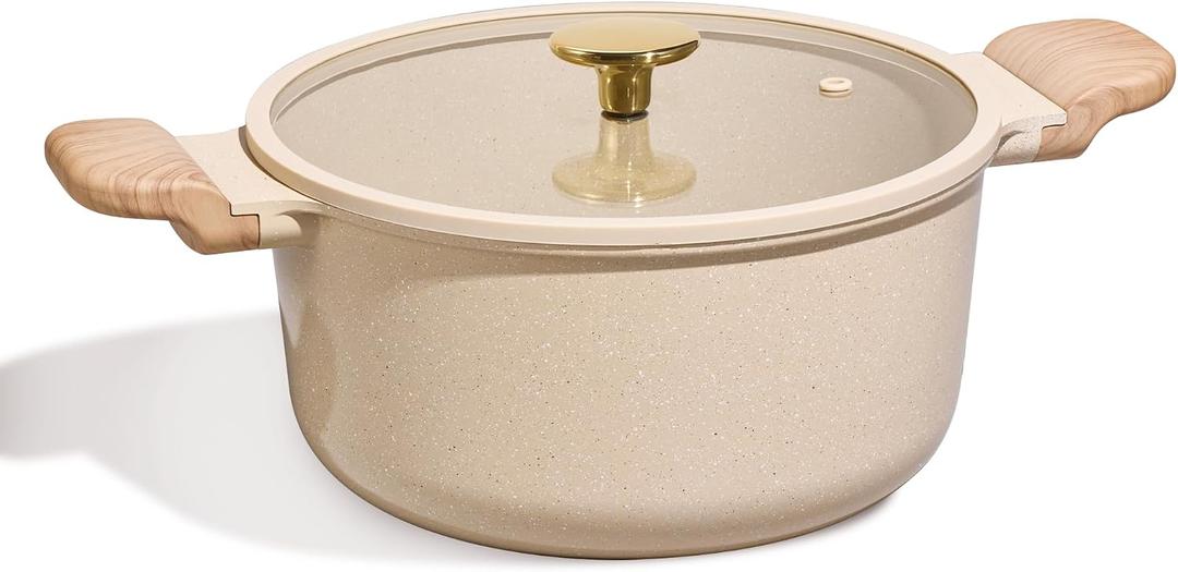 CAROTE 5 Qt Nonstick Stock Pot with Lid Soup Pot, Ceramic 5 Quart Casserole with Lid, Easy to Clean Non Stick Cooking Pot Cookware PFOA Free, Ceramic Oatmeal