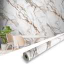 Marble Peel and Stick Waterproof Wall Paneling, 118" x 47" Calacatta Gold Glossy Finish Self-Adhesive Backsplash Tile Vinyl Wall Panel for Kitchen Bathroom Wall Decor, Covers 38.75 Sq. Ft.