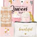 Birthday Gift Basket for Women, Funny Happy Birthday Glass Cup Tumbler for her, Girlfriend, Friends, Wife, Mom, Bestie, Daughter, Sister, Women Queens Unique Gifts Ideas for Box (October)