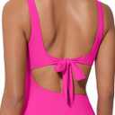 SUUKSESS Women Sexy One Piece Tummy Control Swimsuit Cutout Backless Bathing Suit (Pink, M)