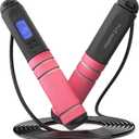 Jump Rope, Adjustable Digital Jump Rope with Calorie Counter, Ball Bearings & Alarm  Ideal for Fitness, CrossFit, Boxing, MMA, Gym  Multifunctional Speed Skipping Rope (Pink)
