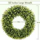HUZIYAHAN 32 Inch Extra Large Boxwoods Green Spring Artificial Wreath for Front Door, Year Round Spring Summer Winter Wreaths for Wall Window Porch Home Farmhouse Outdoor Outside Indoor Decorations
