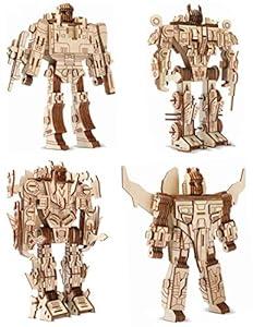 3D Wooden Robot Puzzle, 4 Piece Set Wood Crafts DIY Assembly Puzzle, Wooden Robot Model Kits, 3D Wood STEM Toys for Adults & Teens Christmas Birthday Gifts, Room Décor