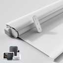 Grandekor No-Drill No Tools Motorized Blinds with Remote | 35.5x72 White Electric Blackout Smart Roller Shade/APP/Voice Control-for Home Office, Living Room