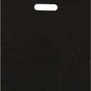 Infinite Pack Plastic Bag with Die Cut Handle Bag 12" x 15" Black Plastic Merchandise Bags 100 Pack for Retail, Gifts, Trade Show and More