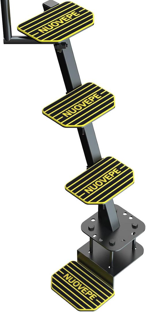 Upgraded Heavy Duty Boat Trailer Steps  4 Step Tongue Ladder with Safety Handle, 500 lbs Capacity, EVA Anti-Slip Mat, Anti-Rust & Corrosion-Resistant, Universal Fit for Bass & Pontoon Boats
