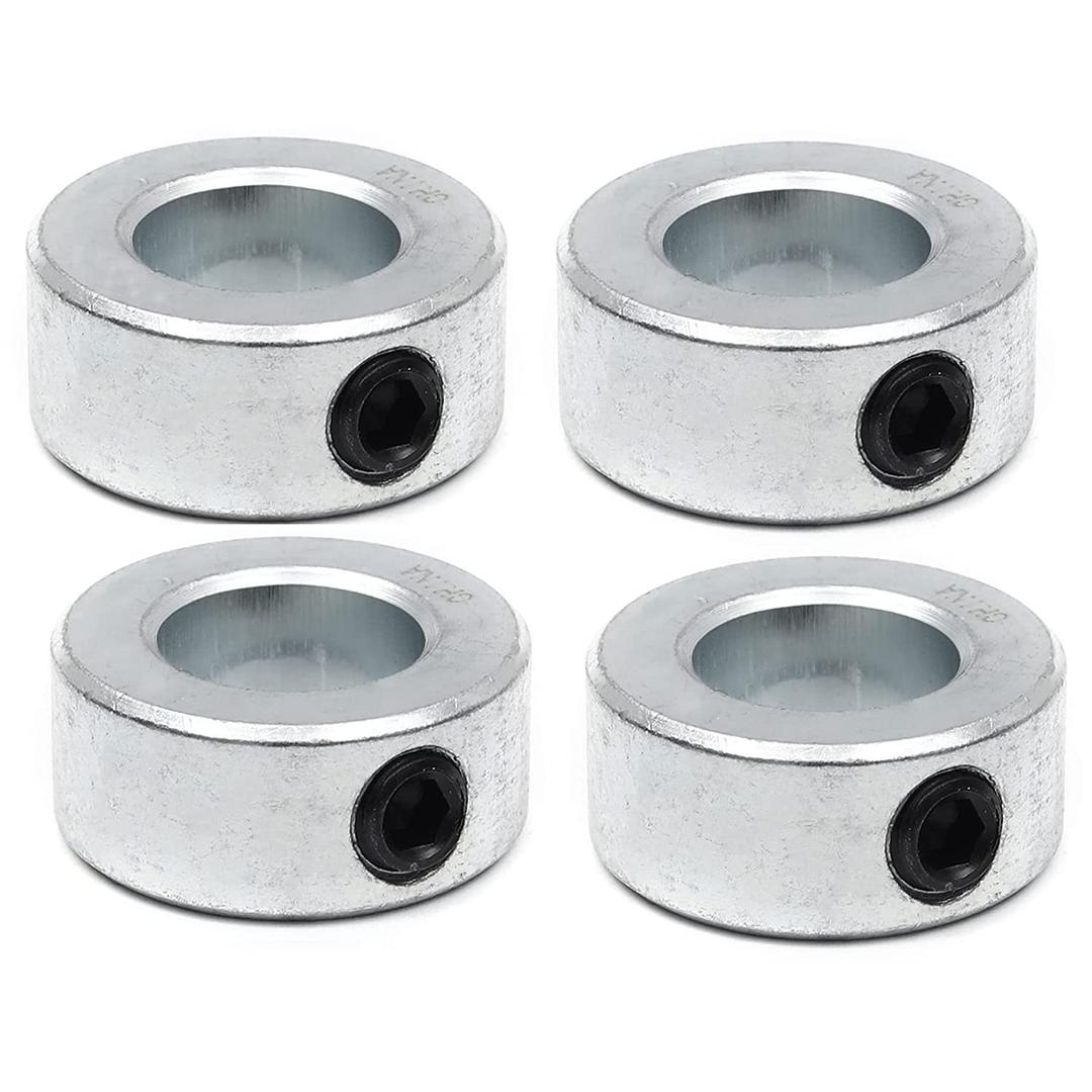 (4-Pack) 1 Bore Solid Steel Shaft Collars with Zinc Plated Coating - Durable Shaft Collars Suitable for Machinery and Industrial Use