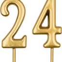 24th & 42nd Birthday Candles, Champagne Gold Number 24 42 Candle for Cake, Happy Birthday Cake Topper Decoration for Birthday Anniversary Celebration Party Supplies