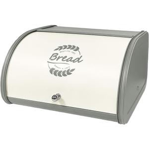 X458 Gray Bread Box Roll Top, Metal Bread Box for Kitchen Countertop, Large Space, Keeps Bakery Items Fresh Longer, Bread Bin for Kitchen Countertop, Breadbox to Store Cookies, Bagels, Muffins