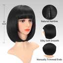 Black Bob Wig With Bangs Short Straight Black Wigs for Women Natural Looking Synthetic Wigs for Daily Cosplay Costume Wig (Black,12 Inch)