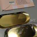 Gold Decorative Tray, 2 PCS Bathroom Vanity Tray for Dresser Counter, Elegant Jewelry Dish Tray for Decor, Gold Platter Serving Tray Organizer for Perfume Trinket Key Candle, Stainless Steel, Oval