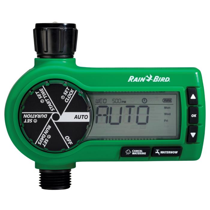 Rain Bird 1ZEHTMR Professional Grade Electronic Digital Hose End Timer/Controller, One Zone/Station, Battery Operated, Digital with Plastic Inlet/Outlet