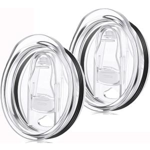 20 oz skinny tumbler lid replacement Plastic Lids Splash Resistant Covers Spill Proof Skinny Cup Covers for Mouth Tumbler Cooler Cup (Clear, 2Pack)