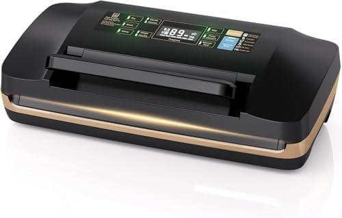 95kpa Vacuum Sealer Machine,Commercial Full Automatic Food Sealer,10-in-1 Sealing System with Double Heat Seal,Bags Storage, Easy-Lock Handle,Build-in Cutter,1 Bag Rolls and 10 pcs Pre-cut Bags