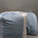 Litanika Light Blue Comforter Queen Size Set, 3 Pieces Bedding Set, Double Blue White Colorblock Stripe (90x90In Comforter, 2 Pillowcases)