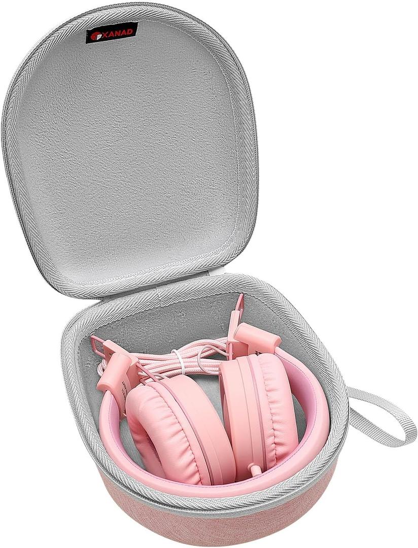 Kids Headphones Case Compatible with Elecder i37 / Noot K11 / iClever BTH12 / HS19 / BTH26 / JoySpark-T5 / Candy Bila BH03 / EarFun/IMYB/MIDOLA MD-B01 Foldable Kid Headphone, Pink (Case Only)
