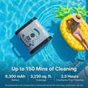 Cordless Pool Cleaner Robot for Wall & Waterline Cleaning, Automatic Pool Vacuum Cleaner for Inground & Above Ground Pools up to 3200 sq.ft, 120 Mins Runtime, IPX8 Waterproof