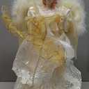 Kurt Adler UL2163 10-Light 16-1/2-Inch Ivory and Gold Angel Treetop