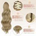 FELENDY 16" Ponytail Extension Long Curly Wavy Ponytails Clip in Claw Hair Extension Pony Tails Natural Looking Synthetic Hairpiece for Women Ash Blonde