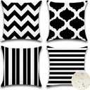 3 x OTOSTAR Set of 4 Waterproof Throw Pillow Covers 16x16 Inch Farmhouse Geometric Square Pillow Cases for Couch Patio Furniture Balcony Garden Outdoor DecorationGeometry70-Black