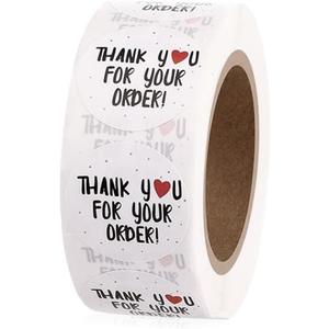 1.5 Inch Round White Thank You Sticker 500 Labels, Thank You Stickers for Small Business,Gift, Birthdays, Weddings, Giveaways, Bridal Showers