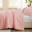 Fluffy King Comforter Set - Luxury Fuzzy Brushed Plaid Pattern Bedding Comforter Sets, Fluffy Velvet Comfort Set Pink, 3 Pieces, Soft Winter Comforter King (King(102"x90"))