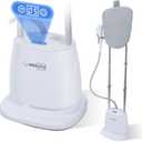 Professional Full-Size Garment Steamer 1500W Steamer for Clothes Standing 30s Fast Heat-up with LCD Display, Adjustable Ironing Board, Telescopic Double Rod, Fabric Brush (White)