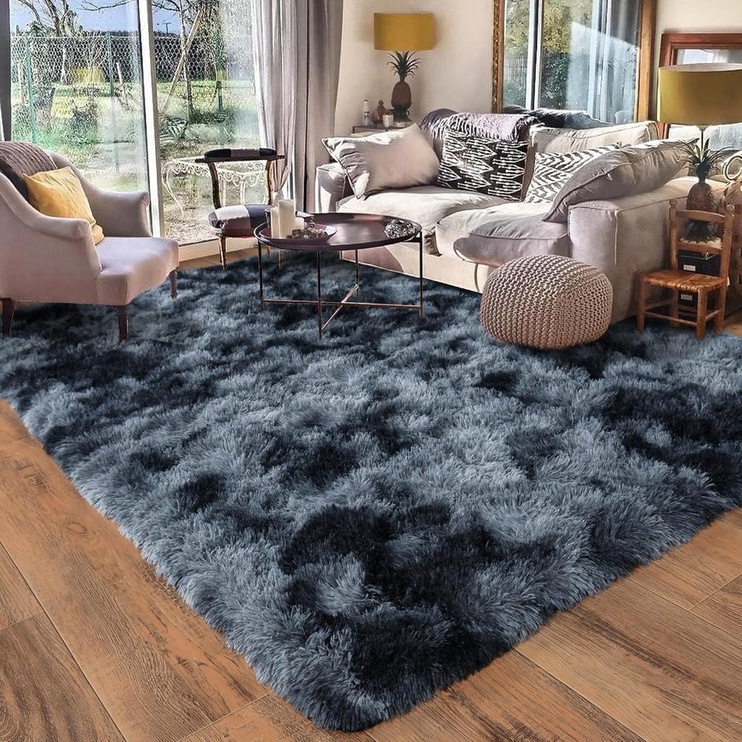 Rugs for Living Room 5x7, Soft Shaggy Modern Shag Area Rug for Bedroom, Upgrade Non-Slip Plush Fluffy Carpet for Kids Boys Girls Room Home Decor Aesthetic, Blue Grey