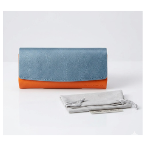 MBQBBBZ Glasses Case hard shell,3in1 Sunglasses Case & Eyeglass Case with Cleaning Cloth & Storage Pouch (BlueOrange)
