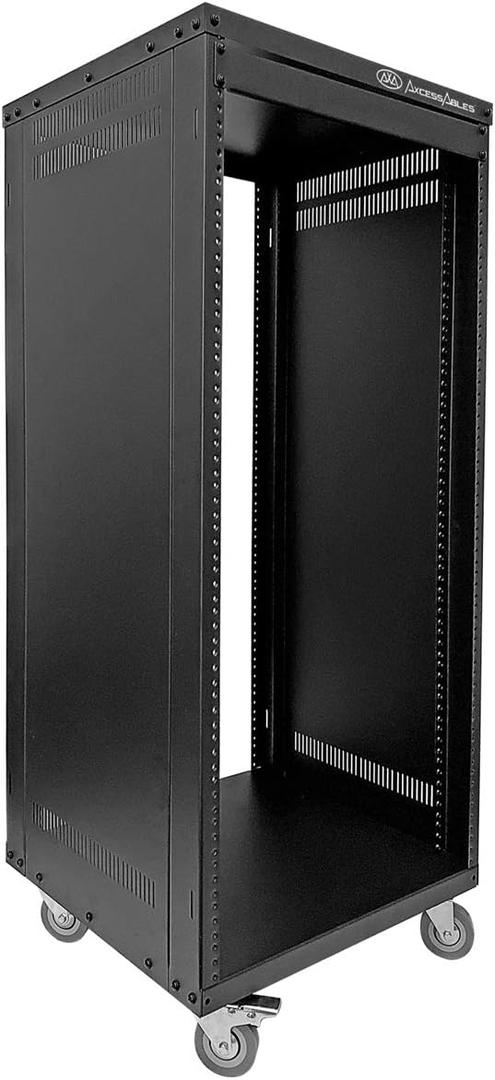 AxcessAbles 22U 19-Inch Rolling IT Server Rack 550LB Heavy Duty Open Frame with Removable Side Panels Large 3-Inch Locking Casters for Servers Networking and Rackmount Gear Includes 5mm and 6mm Screws, 45 inches x 20 inches x 18 inches