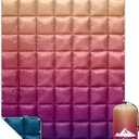 Zzlamb Camping Blanket for Cold Weather,Outdoor Puffy Blanket Portable Down Alternative,Windproof Warm Cloak with Snaps,Cozy Quilt Backpacking Picnic RV Travel Plane Car Hammock Beach Climbing (52x75'', Dawn Fade)