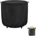 Fire Pit Cover Round,30 Inch 600D Waterproof Outdoor Propane Firepit Cover For 30 Inch Gas Fire Table,Heavy Duty Fade Resistant Patio Fireplace Cover with PU Coating - 30"D x 24"H