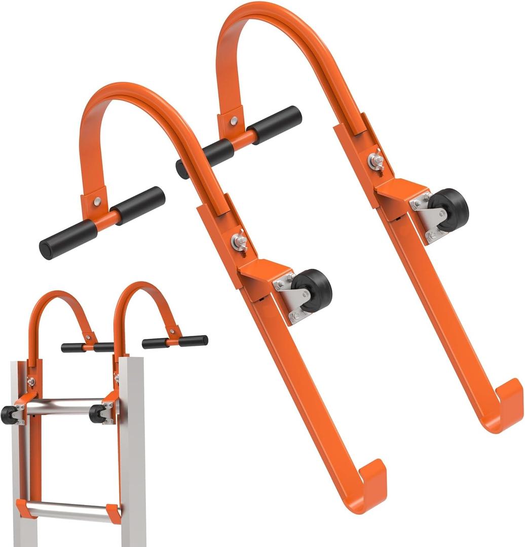 2 Pack Heavy Duty Ladder Roof Hook with Wheel Rubber Grip T-Bar for Damage Prevention,500 lbs Weight Ratin,Fast & Easy to Access Steep Roof