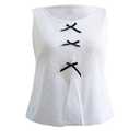 MakeMeChic Women's Plus Size Bow Decor Crew Neck Sleeveless Tank Top Split Hem Crop Tops White 3X-Large Plus