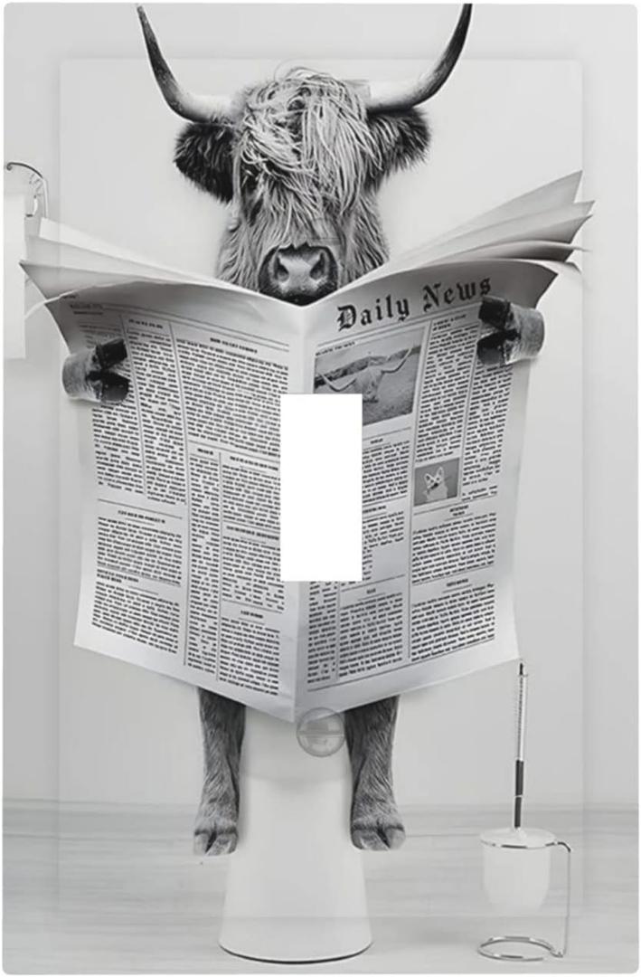 Funny Highland Cow in Bathtub 1 Gang Light Switch Cover Decorative Single Toggle Wall Plate Electrical Switchplate Standard Size Facplate for Kitchen Bathroom Bedroom Decor 5" X 3"