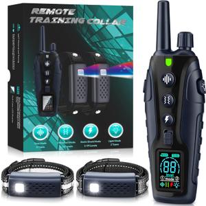 Dog Shock Collar 2 Dogs(15-150lbs) with Flashing Light for Night Walks,4000FT Dog Training Collar Adjustable Pitch Beep(1-8), Vibration(1-16), Safe Shock(1-99), and Keypad Lock, Shock Collar for Dogs (Black)