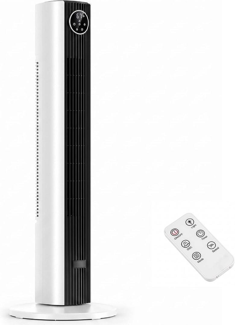 Antarctic Star Tower Fan for Bedroom, 36 Inch Quiet Standing Cooling Fan with 3 Speeds 2 Modes, 23ft/s Velocity, 12H Timer, 85° Oscillating Bladeless Floor Fan with Remote for Home Office Dorm, 35.43 inch