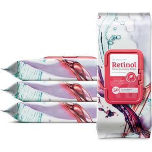 Body Prescription Makeup Cleansing Wipes - Gentle and Effective Face Wipes, 50 Count (Pack of 4), Retinol
