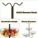 3 Tier Fruit Basket Bowl with 2 Banana Hooks, Solid Metal Standing Vegetable Storage for Kitchen Counter, Large Capacity Organizer for Bread Snack Produce (Black)