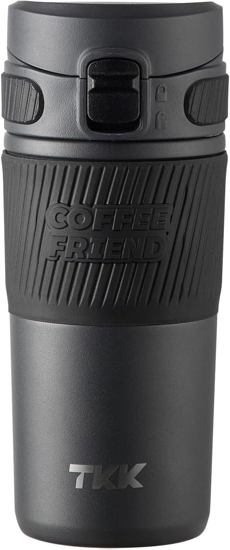 TKK Coffee Travel Mug 15 oz Insulated Stainless Steel Coffee Cup with Flip Lid, Leak Proof Travel Mug for Coffee, Tea & Drinks, Dishwasher Safe, Dark Grey