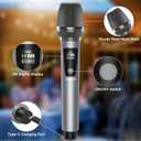 JYX Wireless Microphone, Professional UHF Metal Handheld Dynamic Mic System with Rechargeable Receiver 1/4''(6.35mm) Plug, for Amplifier, PA System, Karaoke Singing, Wedding, Party, Speech, Church