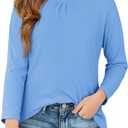 Haloumoning Girls Long Sleeve Tees Kids Casual Crewneck Pleated T Shirts Cute Fall Tops 5-14 Years