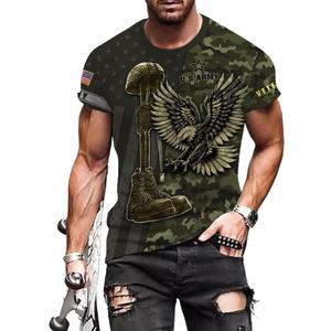 Veteran Army T-Shirt US Military Pride American Flag Vintage Jersey, Army Shirts for Men Memorial Day Idea, Medium