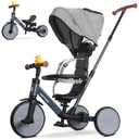 8-in-1 Tricycle for 1.5-5 Years, Tool-Free Switch, Toddler Tricycle with Parent Steering Control Handle for 1.5 to 5 Yrs, Toddler Trike 1.5-3 Years with 5-Point Harness and Large Canopy, Grey