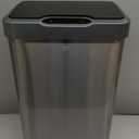 EKO Mirage-T 50 Liter / 13.2 Gallon Touchless Rectangular Motion Sensor Garbage Can, Brushed Stainless Steel Finish