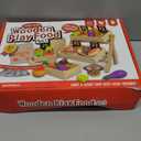 Toyssa 40+ Pcs Wooden Play Food Set with Grocery Store Shelf & Cutting Toys, Pretend Play Kitchen Accessories for Toddlers Kids, Educational Farmers Market Role Play Gifts for Girls Boys 3-7 Years